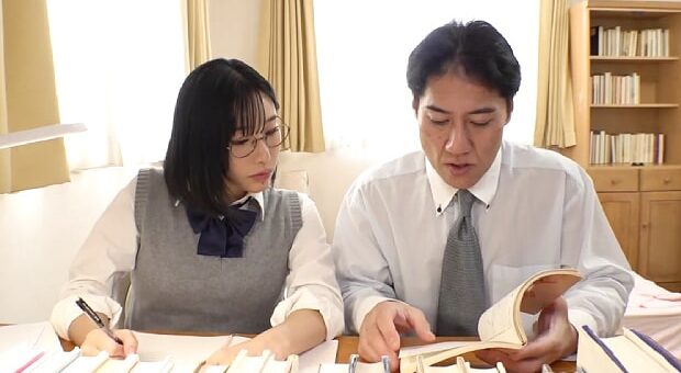 家庭教師のおっさんを痴女って射精管理をする文学女子