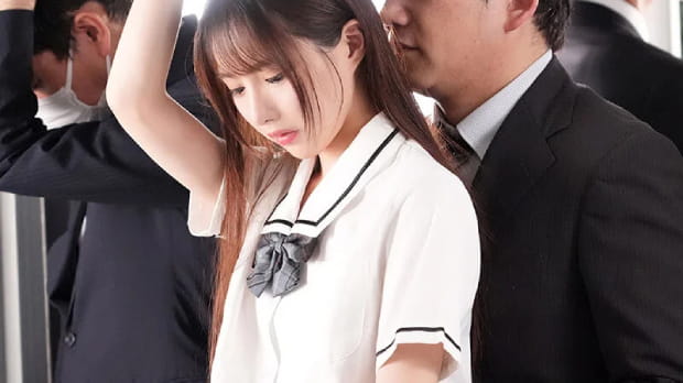 電車で痴漢される美少女JK